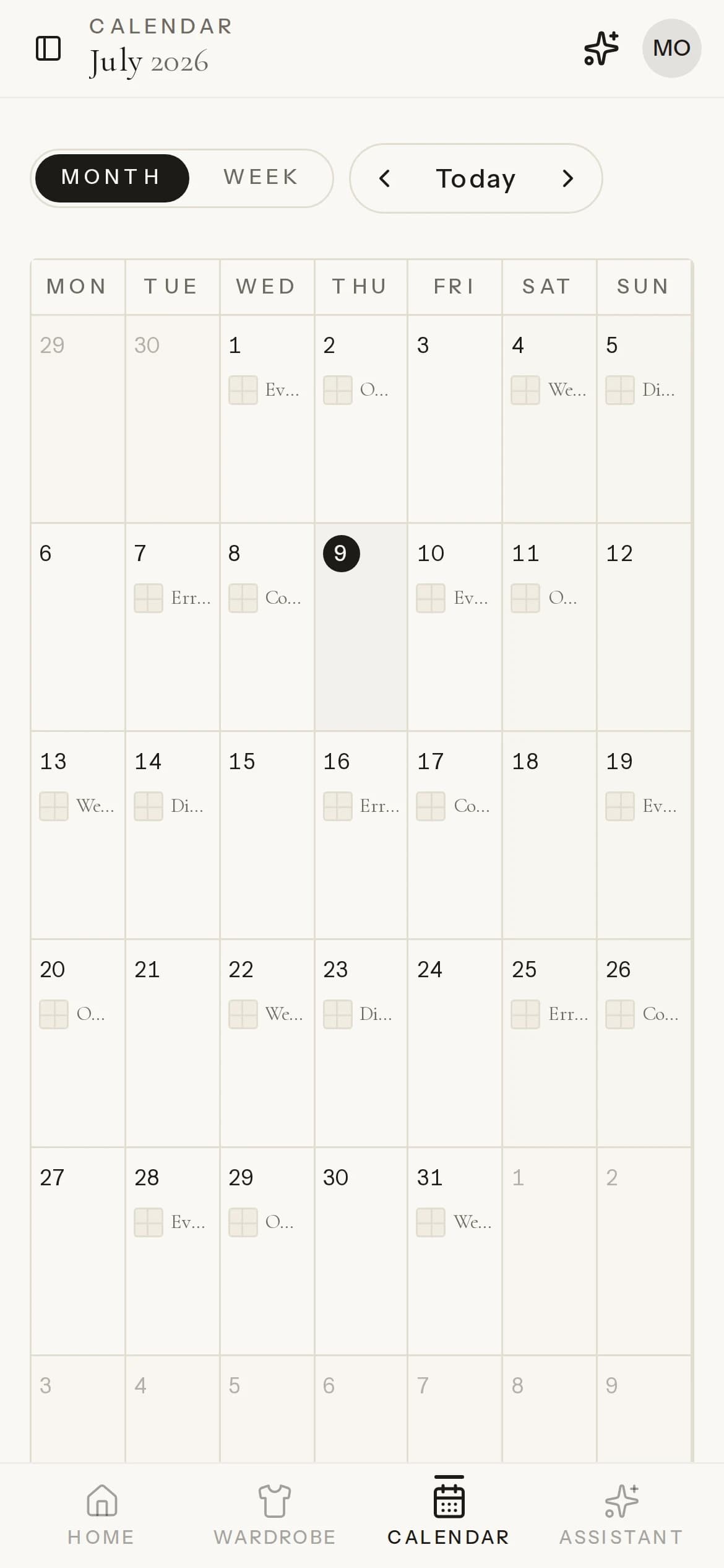 Calendar — Plan what you'll wear